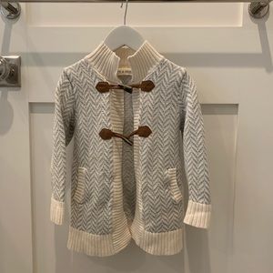 Hope & Henry chevron cream grey cardigan size XXS 2/3T hardly worn